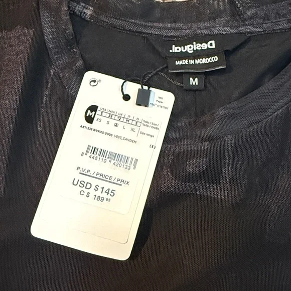 DESIGUAL Tulle Newspaper Midi Dress In Black Medium Brand New - Picture 8 of 11